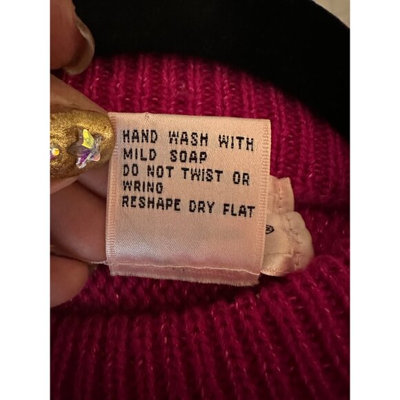 Vintage Jaclyn Smith Beaded Sweater M Fuchsia Black Green Purple Acrylic Nylon - Picture 6 of 11